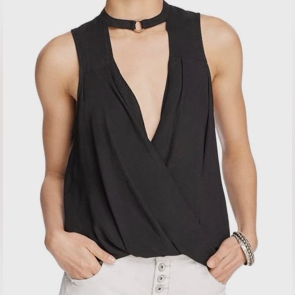 Free People So Fine Tank Top Chiffon Black Sz M